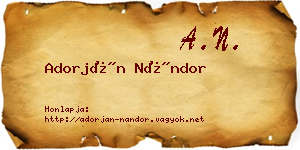 Adorján Nándor névjegykártya